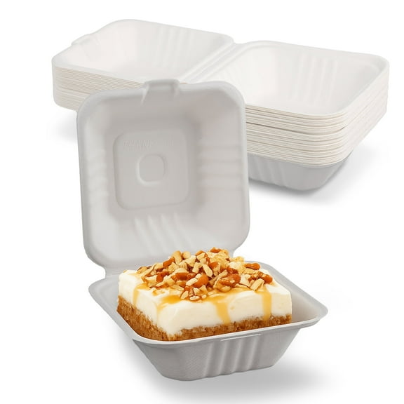 MT Products Cake Container - 6" x 6" x 3" Food To Go Containers - Pack of 30