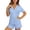 Blue, variant on Womens Pajama Sets Button Down Short Sleeve 2 Piece Women's Sleepwear Notched Collar Top with Chest Pocket Ruffled Hem Shorts Soft Loungewear Sets for Nightwear Casual Relaxing
