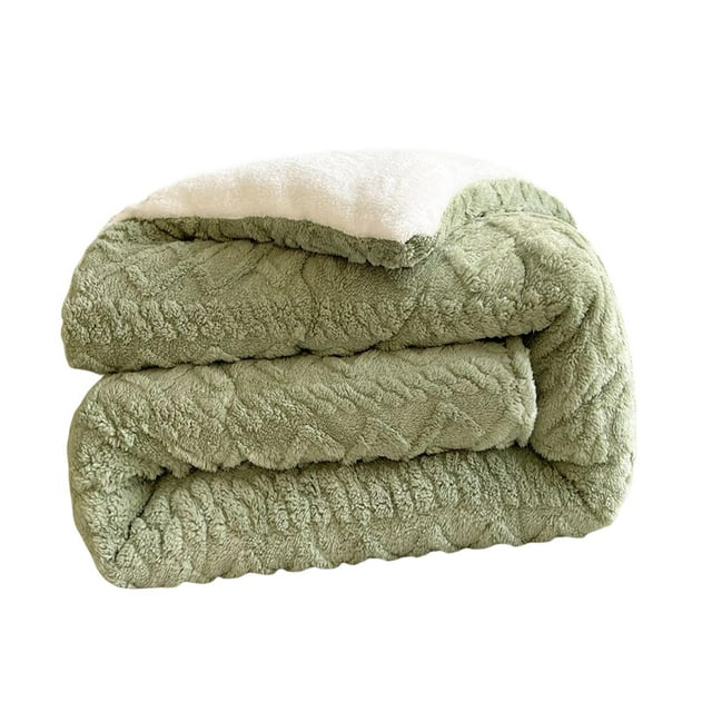 Manta de felpa reversible, suave, cálida y gruesa, de 150 x 200 cm, para invierno, 3 kg, súper gruesa. Verde