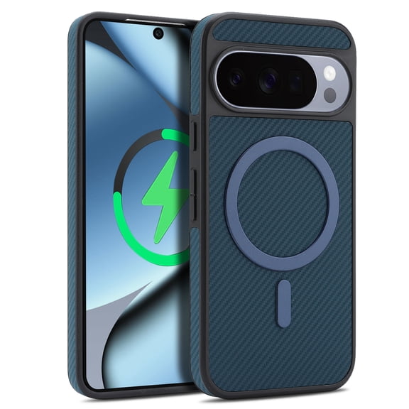 Dteck Magnetic Case for Google Pixel 9 Pro XL,Shockproof TPU PC Compatible with Mag Safe Back Cover for Google Pixel 9 Pro XL,Blue