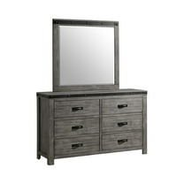 Picket House Furnishings Montauk 6-Drawer Wood Dresser & Mirror Set in Gray
