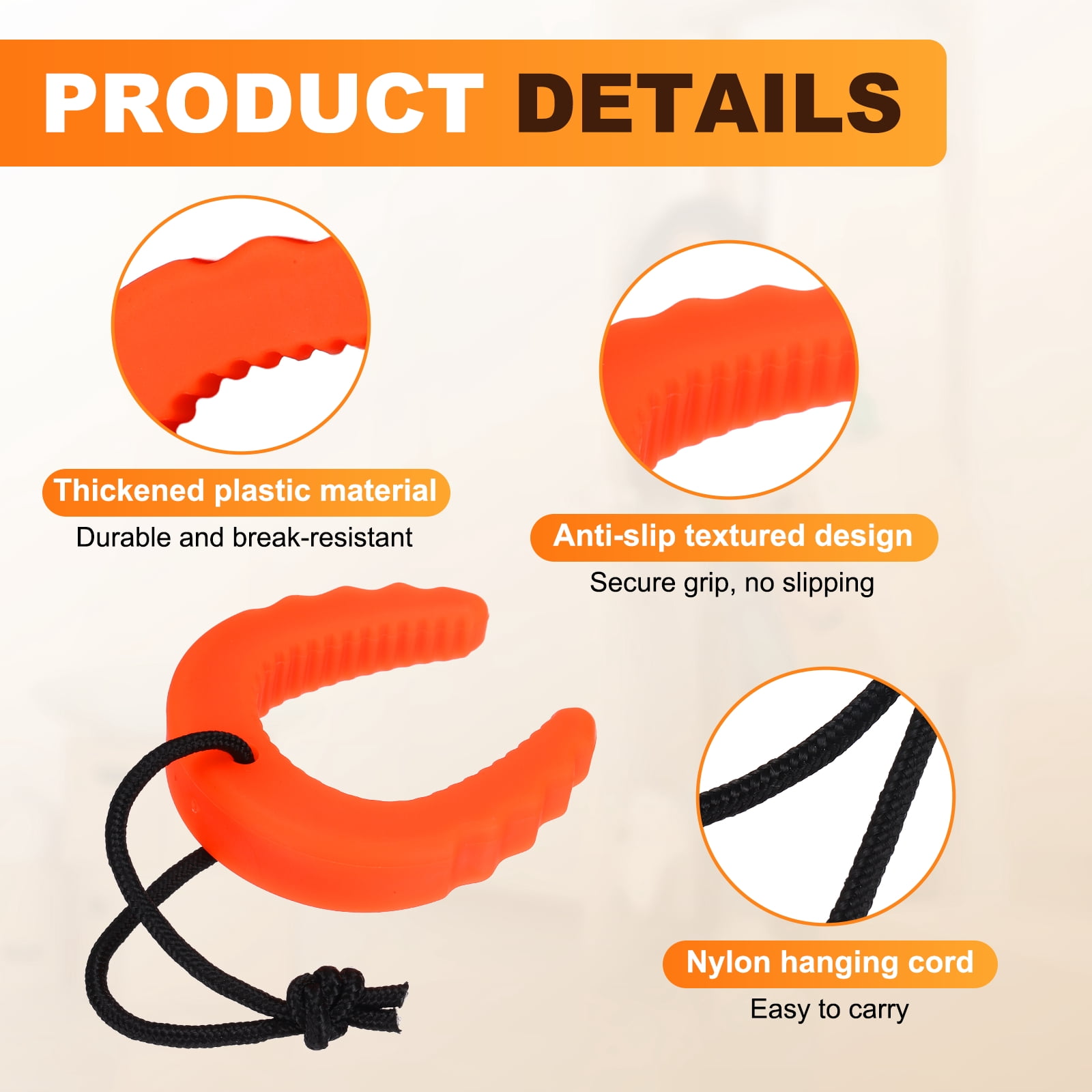 Uxcell 10 Pcs First Responder Door Stop, 2.36" Plastic Door Jam Stoppers with Nylon Cord Attachment for Home Safety Services Door Pinch Guard from Closing, Orange/Black