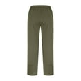thumbnail image 4 of WULMLEO Womens Barrel Harem Linen Pants Wide Leg Pants Baggy Palazzo Drawstring Elastic Waist with Pockets Beach Green L, 4 of 5
