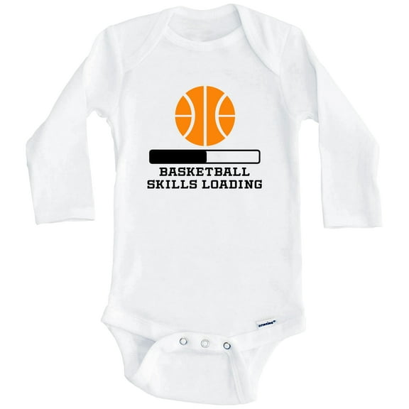 Basketball Skills Loading Funny Basketball Humor One Piece Baby Bodysuit (Long Sleeve), 3-6 Months White