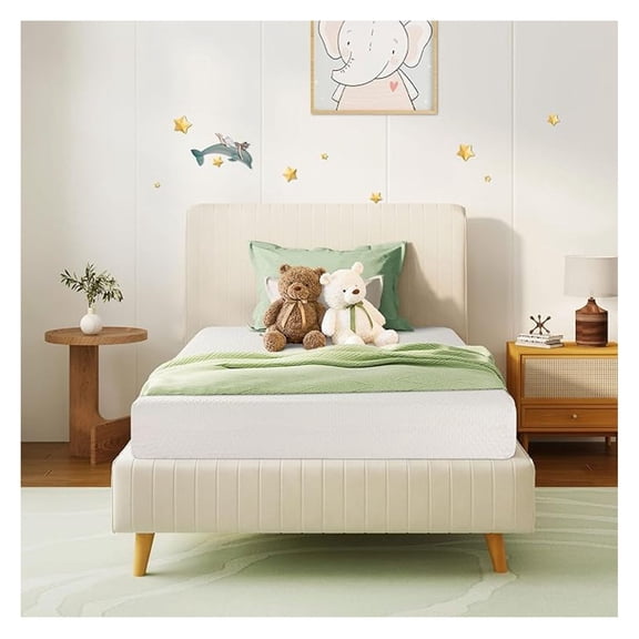 Twin Mattress for Kids 6 Inch Memory Foam Mattress with Cooling Green Tea Gel,Relieve Pressure with Medium Firm Support, Bed in a Box, Certified, 75''L x 38''W, White