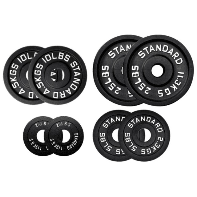 HAJEX Ensemble de Plaques de Poids Rondes en Fonte Standard 1 Pouce - Ensemble de 85 Lb - (2,5 Lb, 5 Lb, 10 Lb et 25 Lb)