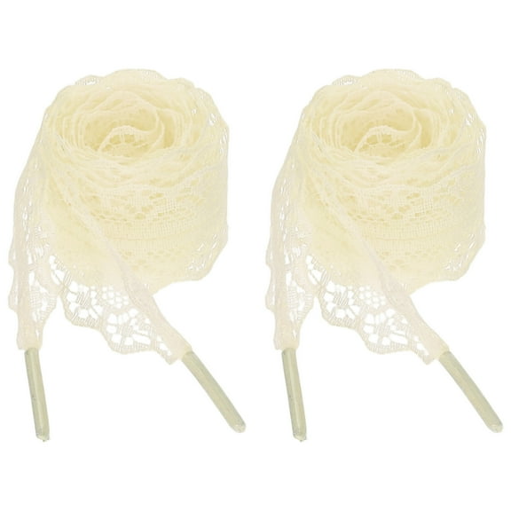 2 Pairs Flat Laces Shoelaces, 2.2CM Wide 100CM Length Lacy Shoe Laces, Beige