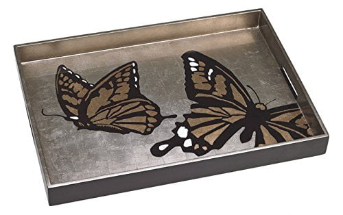 Clipper Decorative Butterfly Laquered Tray Plate 8 x 8 