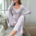thumbnail image 2 of qolati Women's 2 Piece Pajama Sets Floral Cute Pjs Sleepwear Long Sleeve Crop Top and Pants Soft Comfy Lounge Set, 2 of 4
