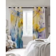 thumbnail image 4 of Purple Yellow Dragonfly Blackout Curtains for Bedroom Living Room Darkening Curtains 54 Inch Long Watercolor Spring Flowers Short Curtain for Small Window Treatment Insulated Grommet Drapes 52"x54"x2, 4 of 9
