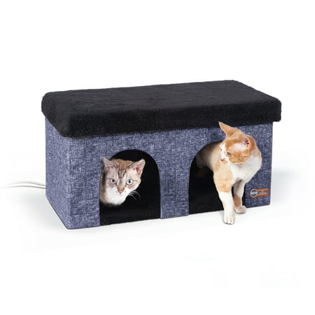 UPC: 0655199636228 | K&H Pet Products Thermo-Kitty Duplex Classy Navy 12 X 24 X 12 Inches