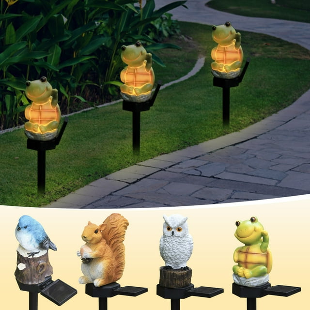 Xihbxyly Luces Solares para Jardín, Adorables Diseños de Animales, Sensor de Luz Inteligente, Ahorro de Energía, Resistentes a La Intemperie, Fácil Instalación, Multiusos, Decoración para Exteriores,