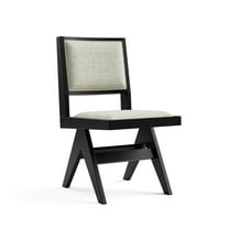 Furniture of America Kaelis Modern Solid Wood Indoor Dining Chairs, Balck (Set of 2)