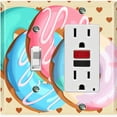 thumbnail image 1 of Metal Light Switch Plate Cover Colorful Retro Doughnuts Beige Heart Wallpaper CAK038, 1 of 13