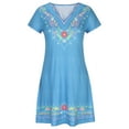 thumbnail image 4 of Summer Dresses for Women Casual Short Sleeve Dress Trendy V Neck Loose Flowy Mini Sundress, 4 of 8