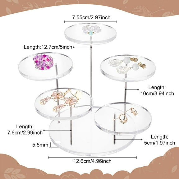1 set Round Acrylic Display Riser Stand 5 Tier Clear Acrylic 3 inch Rotatable Jewelry Display Stands Acrylic Item Display Holder