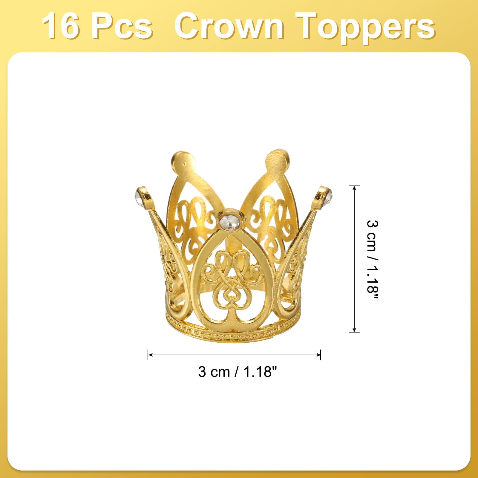 Unique Bargains Mini Crown Cake Toppers, Alloy Queen Tiara Cupcake Decor Gold