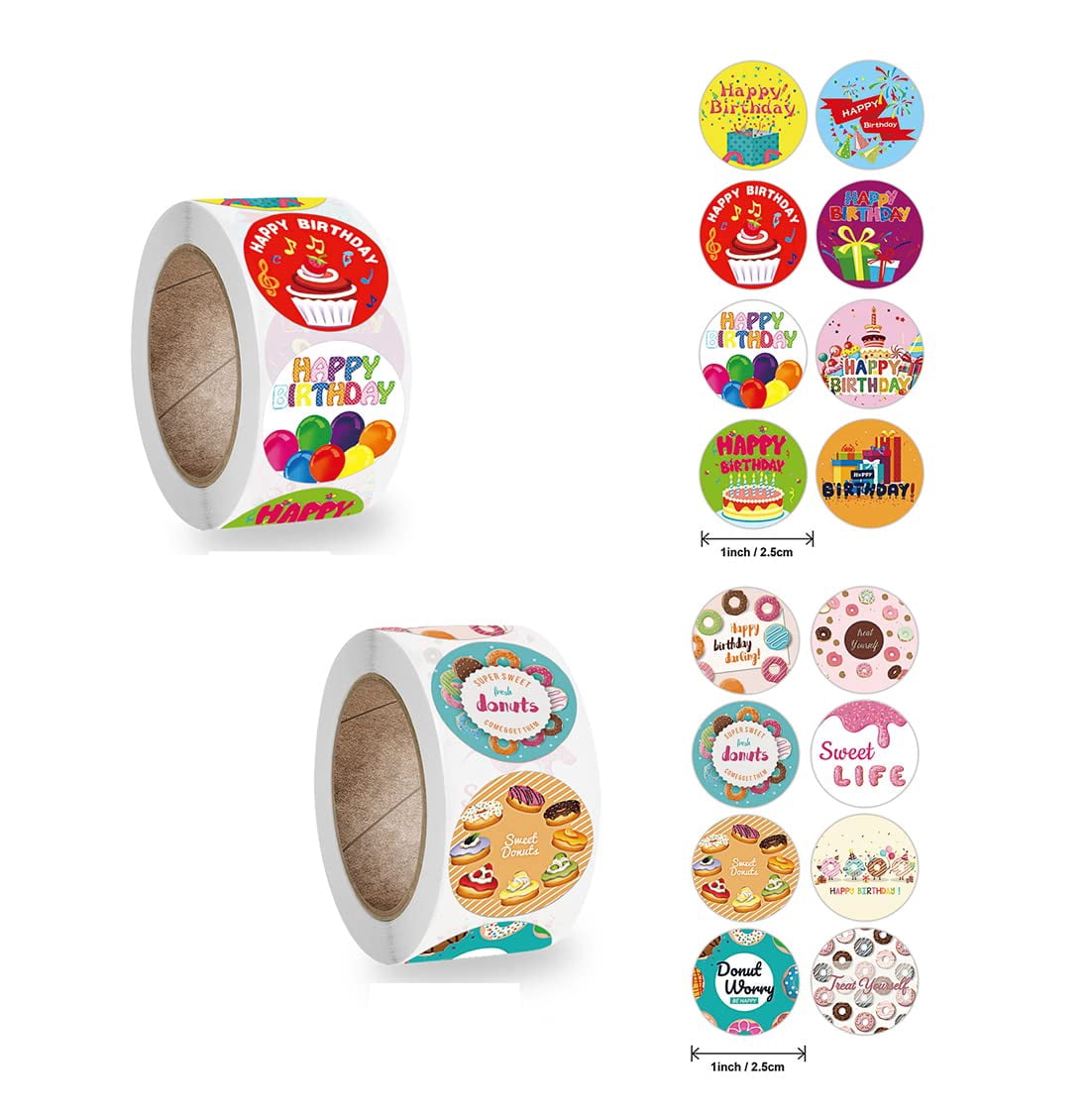 Buerhomie 1000 PCS 1 Inch Adorable Balloon Shaped Happy Birthday Stickers