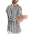 thumbnail image 2 of Men's Shirts Long Sleeve Button Down Striped Casual Linen Dress Shirts, 2 of 7