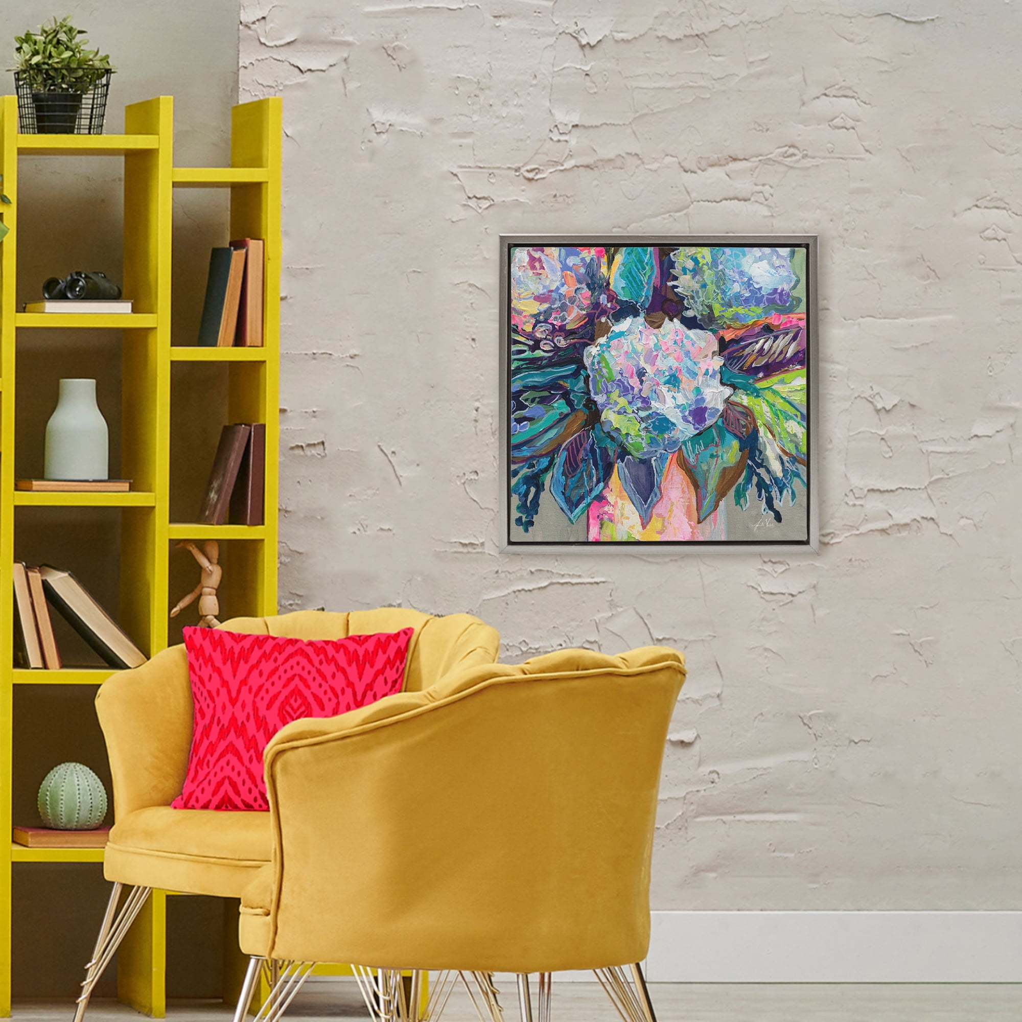 Stupell Industries Love That Gives Bouquet Gray Framed Floater Canvas Wall Art, design by Jeanette Vertentes