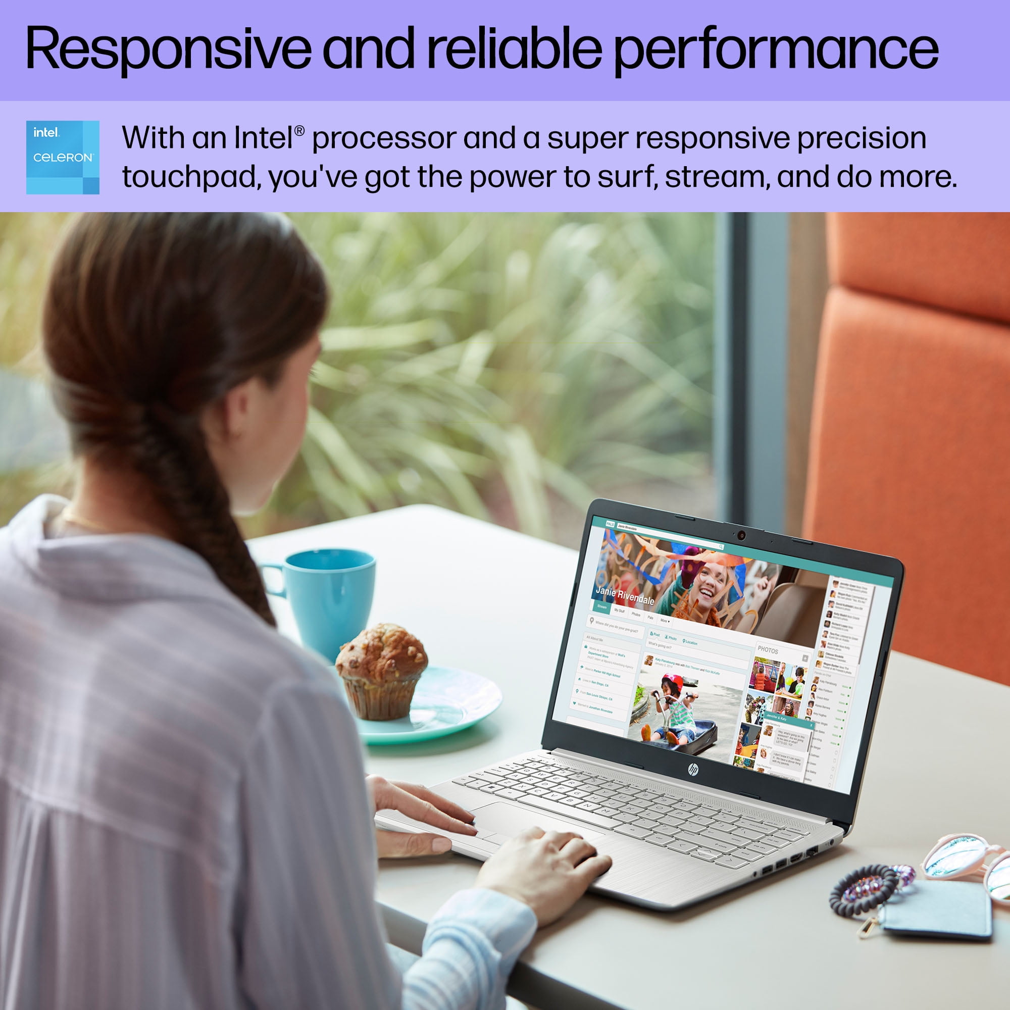 HP Stream 14" Laptop, Intel Celeron, 4GB, 64GB, Silver, Win 11 (S Mode), Office 365 1Yr, 14-cf2723wm