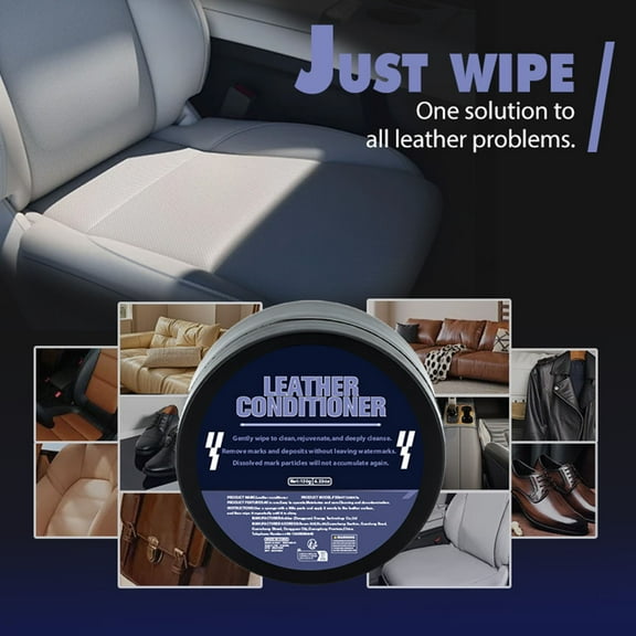 Leather Cleaner and Conditioner, Odorless Formula Restores Shine, Car Leather Interior Cleaner for Seats, Bags, Shoes, 120g Leather Restorer and Protector