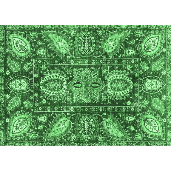 Ahgly Company Indoor Rectangle Abstract Emerald Green Modern Area Rugs, 8' x 12'