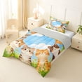 thumbnail image 2 of Homewish Cute Cats Animal Twin Comforter Sets,Cartoon Pet Themed Bedding Set,Green Blue,Light Gray Reversible,2-Piece,1 Comforter and 1 Pillowcase, 2 of 7