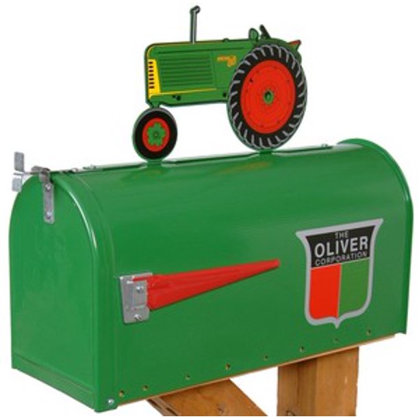 Oliver Rural Style Mailbox with Tractor Topper