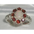 thumbnail image 2 of LBG British Made 925 Sterling Silver Natural Opal & Garnet Womens Statement Ring - 33 size options - Size 7, 2 of 6