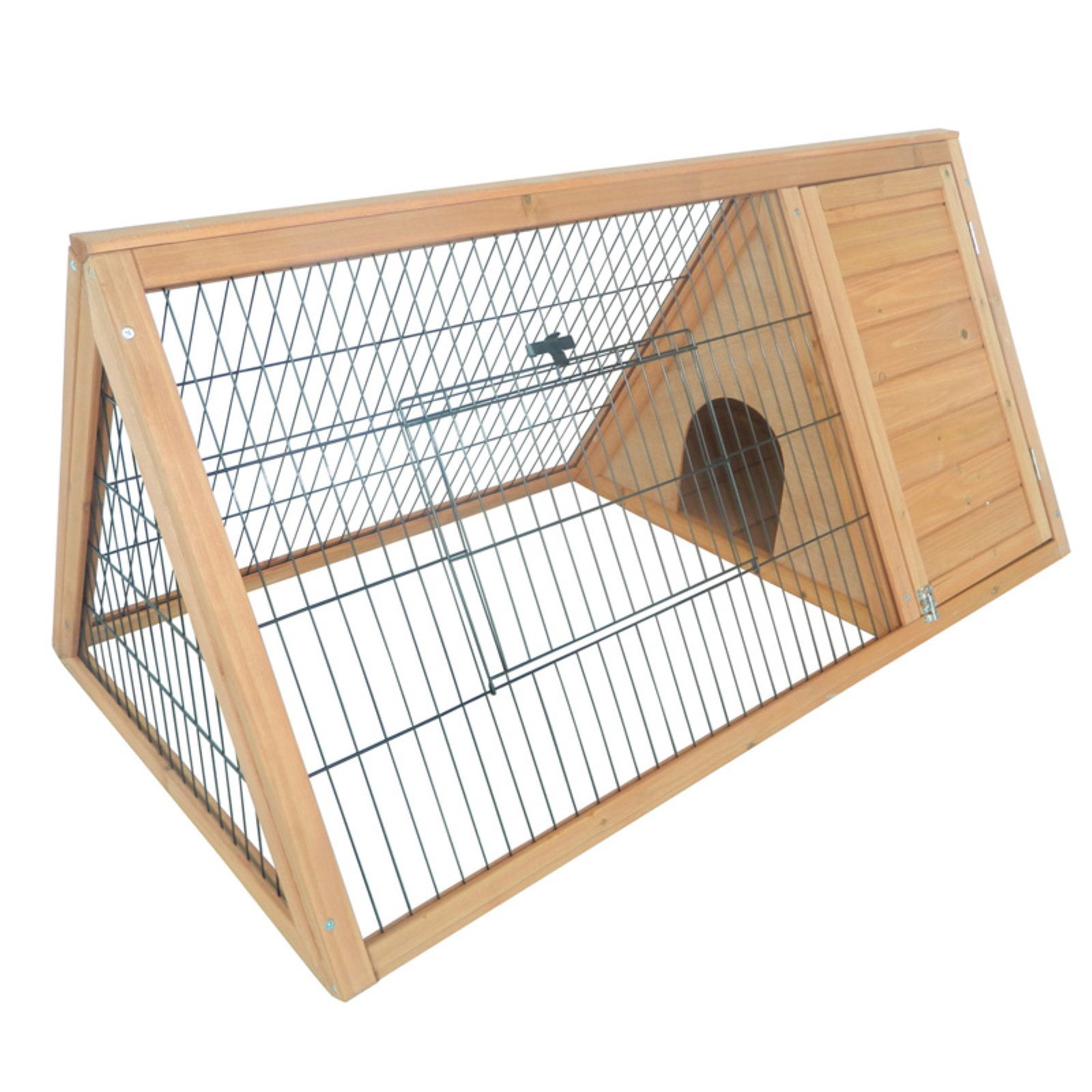 PawHut 46" x 24" Wooden Portable A-Frame Outdoor Rabbit Cage Small Animal Hutch