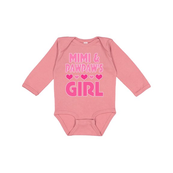 Inktastic Mimi and Pawpaw Girl Granddaughter Valentine Girls Long Sleeve Baby Bodysuit