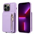 thumbnail image 5 of Nalacover RFID Blocking Wallet Case for iPhone 13 Pro, Shockproof PU Leather Magnetic Button Zipper Purse Card Slots & Kickstand Crossbody Phone Case with Shoulder & Wrist Strap,Purple, 5 of 12