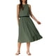 thumbnail image 2 of Conjunto de falda de 2 piezas INSPIRE CHIC para mujer, sin mangas, top corto, falda midi de cintura alta en línea A, atuendos casuales de verano, verde ejército S, 2 of 6