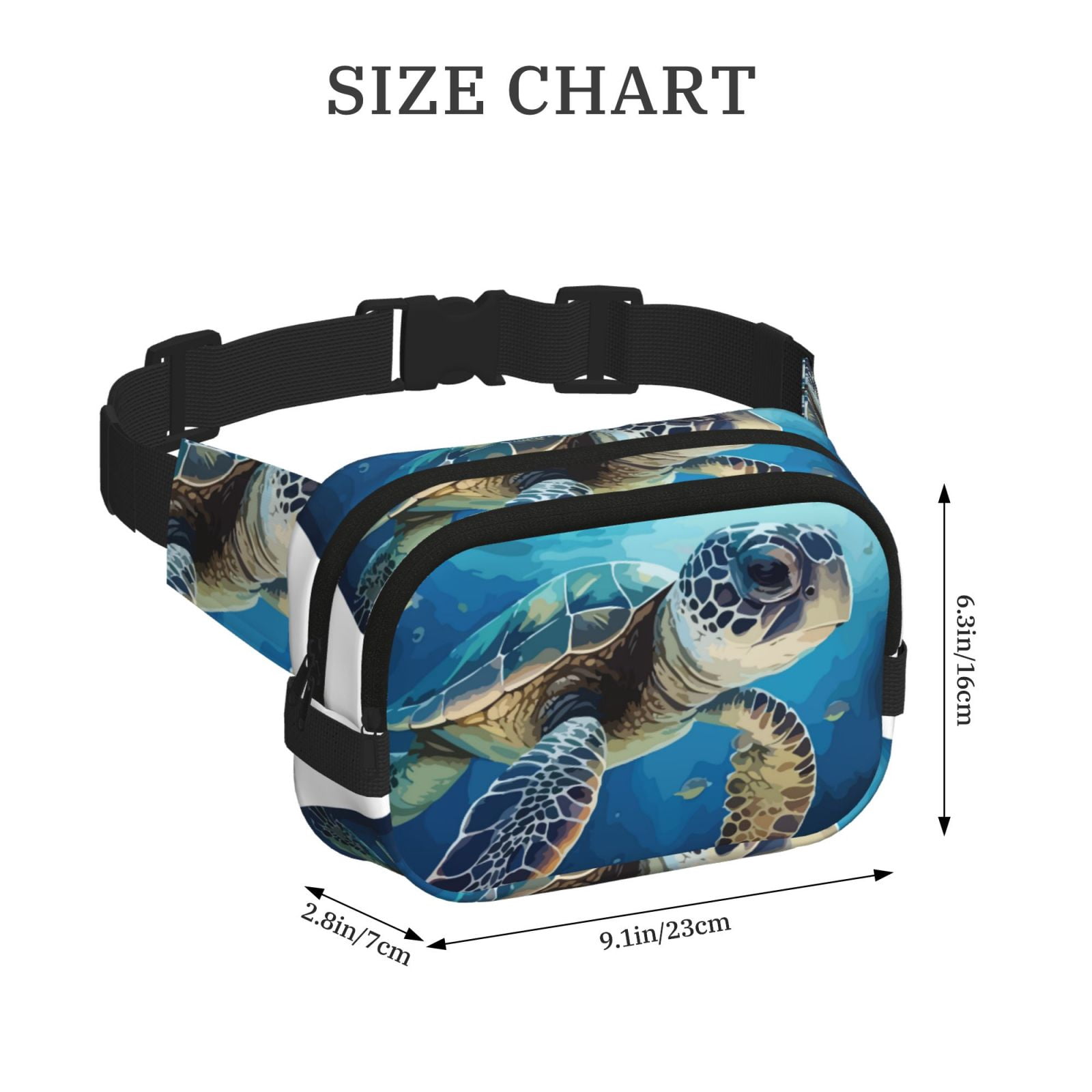 Hirioo Watercolor Turtle for Double Layer Waist Bag Adjustable Fanny Pack For Travel Running Hiking