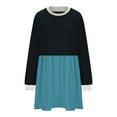 thumbnail image 6 of BiZtdJrK Sweatshirt Dress Women Patchwork Crew Neck Long Sleeve Flowy Mini Dresses Colorblock Fashion Pullover Sweatshirts Blue M, 6 of 7