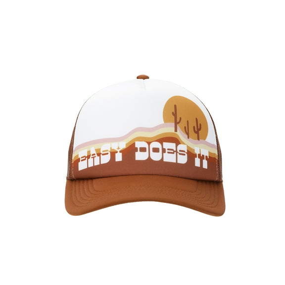 Western Desert Sunrise Easy Does It White & Brown Foam Trucker Hat