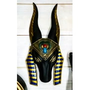 Egyptian God Of Afterlife Anubis Head Winged Scarab Bust Wall Plaque Decor 10"H