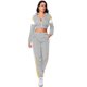 thumbnail image 1 of Conjuntos de chándal para mujer, 2 uds., chaqueta corta con cremallera, pantalones sueltos Gris XL Unique Bargains Traje, 1 of 2