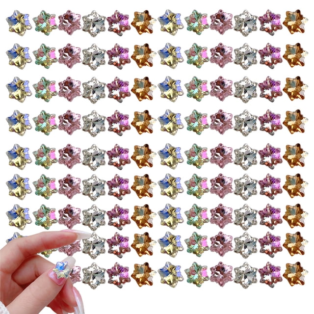 120 Piezas Nail Art Copo de Nieve Diamantes de Imitación Cristal Flatback Nail Gems Piedras para Manualidades Nails Art Ropa Zapatos Bolsas DIY Decoración