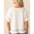 thumbnail image 3 of PUWEI Women's Crochet Short Sleeves Sweater Round Neck Ruffled Hem Pullover Casual Knit Top Blouse, 3 of 7