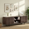 thumbnail image 3 of STARY Rattan TV Stand for TVs, Wood TV Stand Mid Century Modern TV Stand TV Media Console with Drawer and 2 Cabinets, Boho Entertainment Center for Living Room, 3 of 6