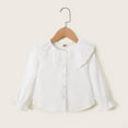 thumbnail image 3 of NZRVAWS Toddler Baby Girl Clothes Mint Leaf Collar Long Sleeve Button down Solid Color T-Shirt Baby Girl Top White 3-4 Years, 3 of 6