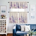 thumbnail image 2 of Floral Lavender Kitchen Curtains Sets for Windows 24 Inch Length, Spring Wildflower Print Idyllic Spring Rod Pocket Window Treatments Tier Curtains and Valances Set for Bedroom/Bathroom, 2 of 8