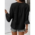 thumbnail image 3 of DOKOTOO Blouses for Women Crochet Lace 3/4 Sleeve Tunic Tops Casual V Neck Hollow Out Business Shirts, 3 of 8