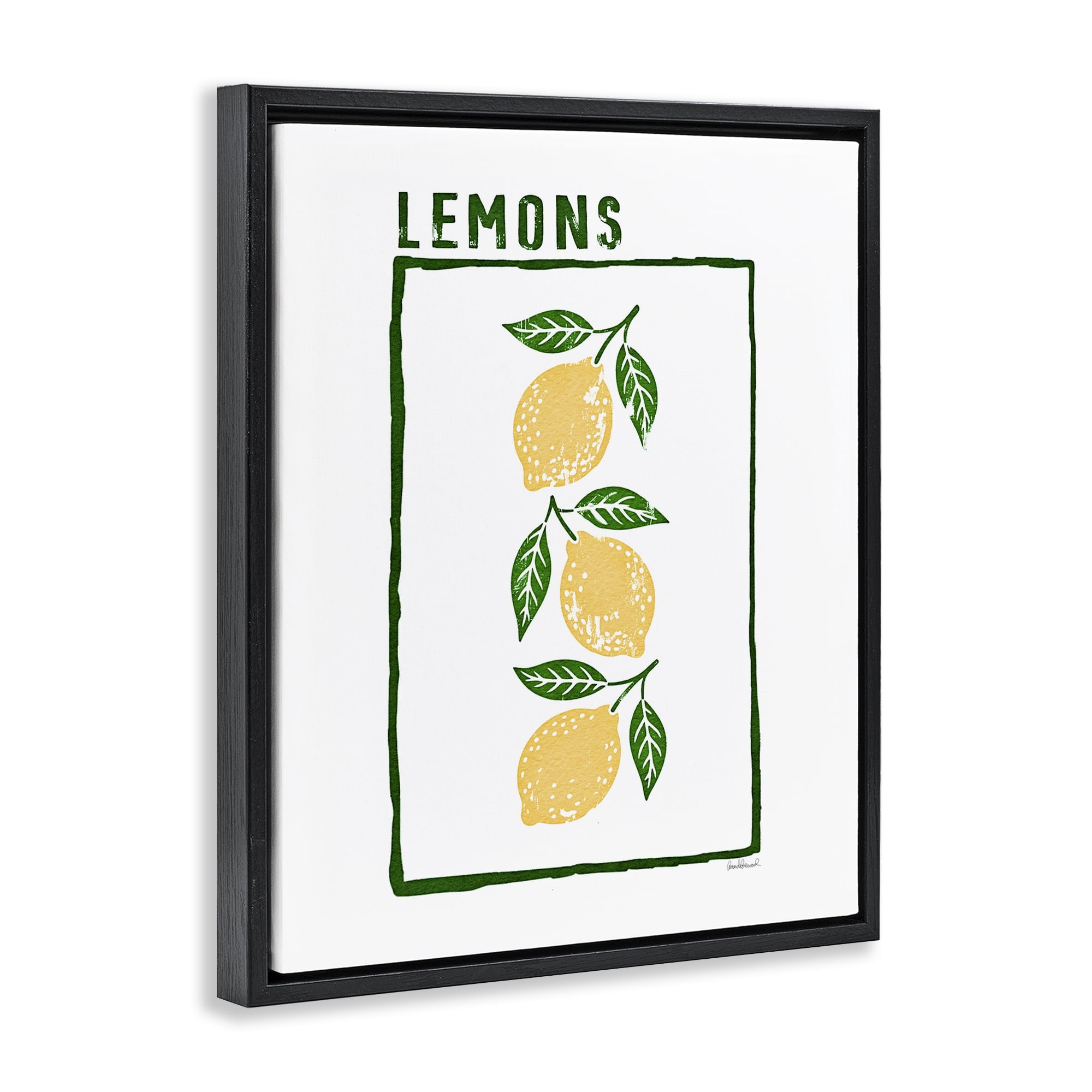 Stupell Industries Tasty Summer Lemons Black Framed Floater Canvas Wall Art, design by Amanda Greenwood