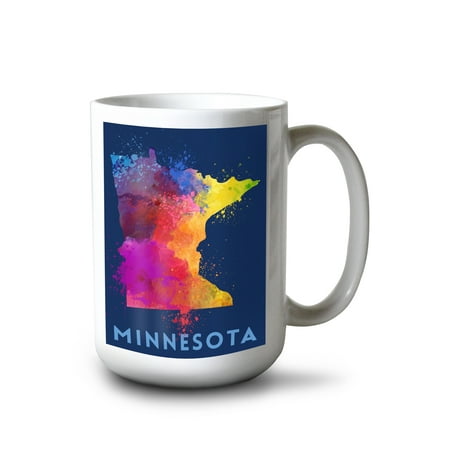 

15 fl oz Ceramic Mug Minnesota State Abstract Watercolor Dark Background Dishwasher & Microwave Safe