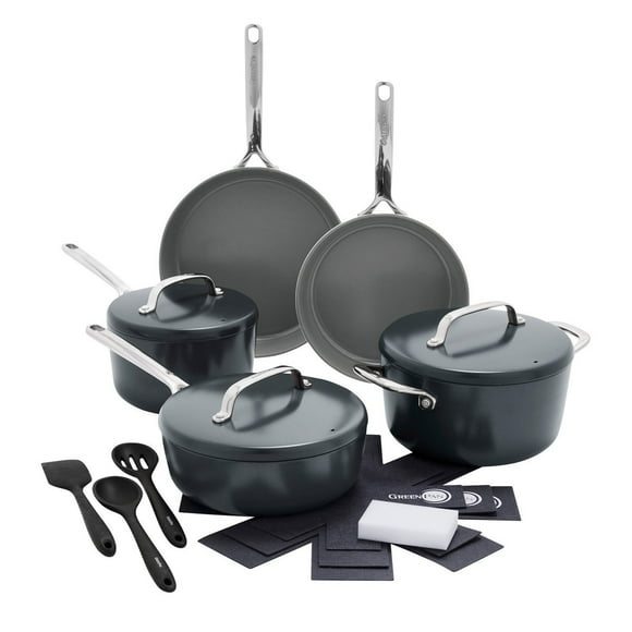 GreenPan GP5 Ceramic Non-Stick Cookware set, 15-pieces Grey