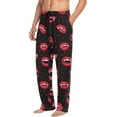 thumbnail image 5 of Men's Pajama Pants with Pockets Sleepwear Lounge Pants Stretch Casual Halloween Pattern with Red Vampire Lips, 5 of 7