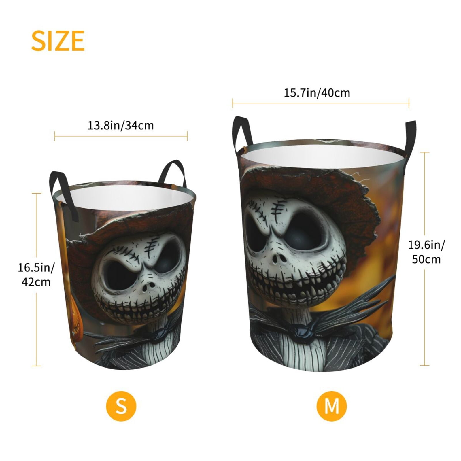 Large Laundry Basket with Handles - Halloween Funny Skeleton Kids Baby Dirty Clothes Laundry Hamper for Bedroom Aesthetic